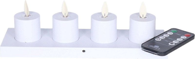 Anna's Collection Oplaadbare LED theelichtjes - 4x -wit - oplaadstation -afstandsbediening