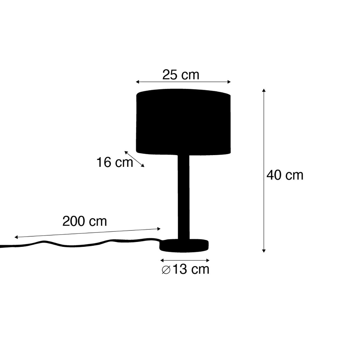 Tafellamp hout met ovale linnen kap wit 25cm - Mels