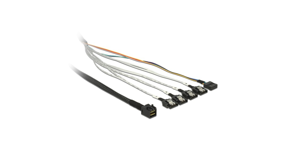 DeLOCKCable mini SAS HD SFF-8643 > 4 x SATA 7 pin, 0,5m kabel  (83315, + Sideband)