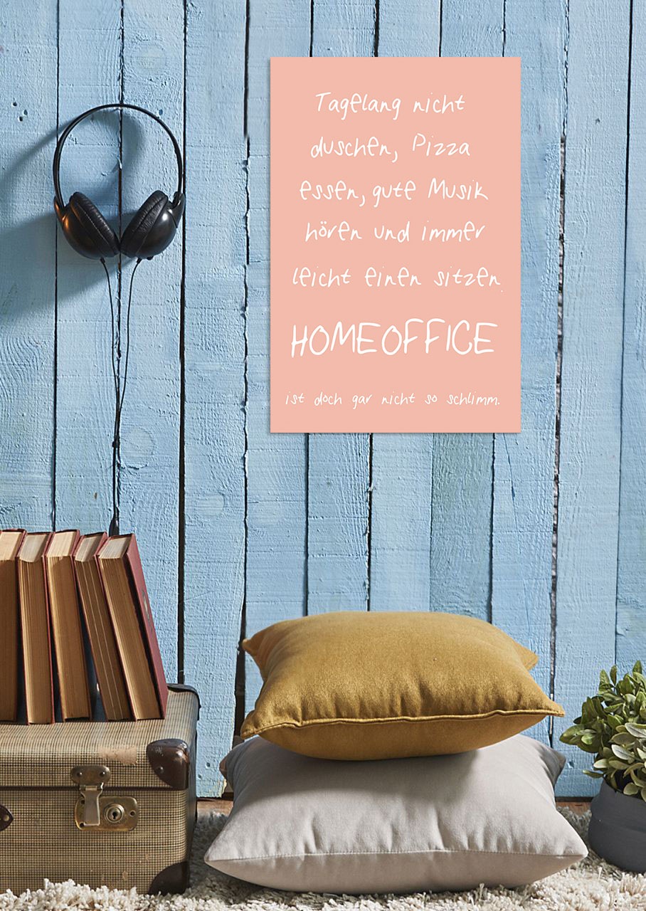 queence Metallbild »Homeoffice II« Schriftzug | Sprüche | Sprüche & Texte 1 Stk. tlg. Stahlschild, Blechschild, Sprüche, Texte, Arbeit