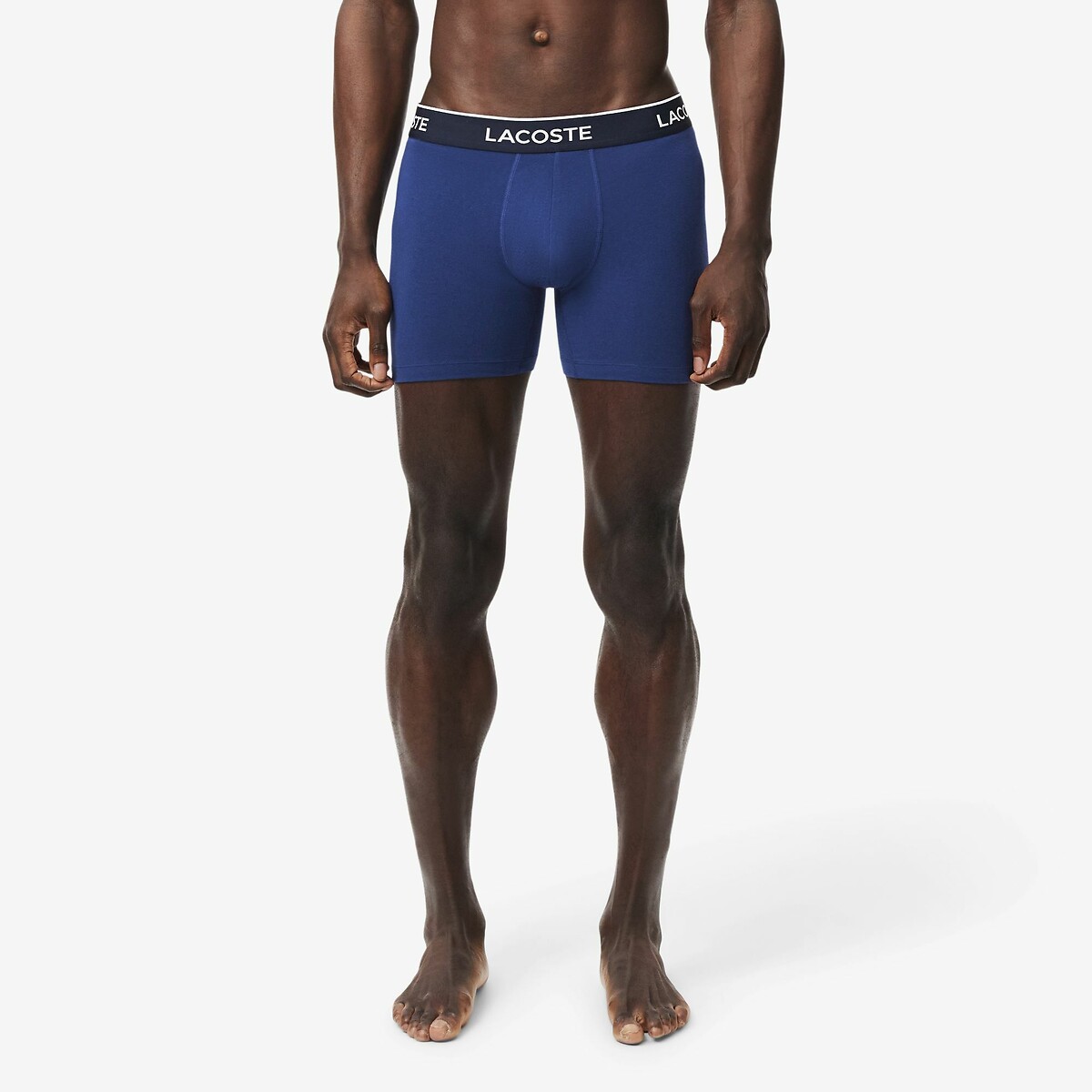 LACOSTE<br>Conjunto de 3 cuecas boxer lisas, algodão elástico