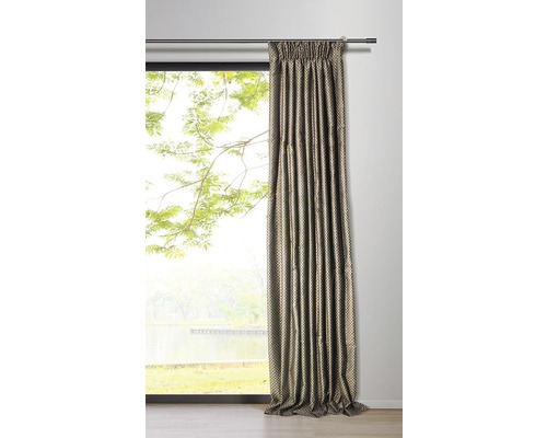 Gordijn met gordijnband, stippen taupe, 135x245 cm