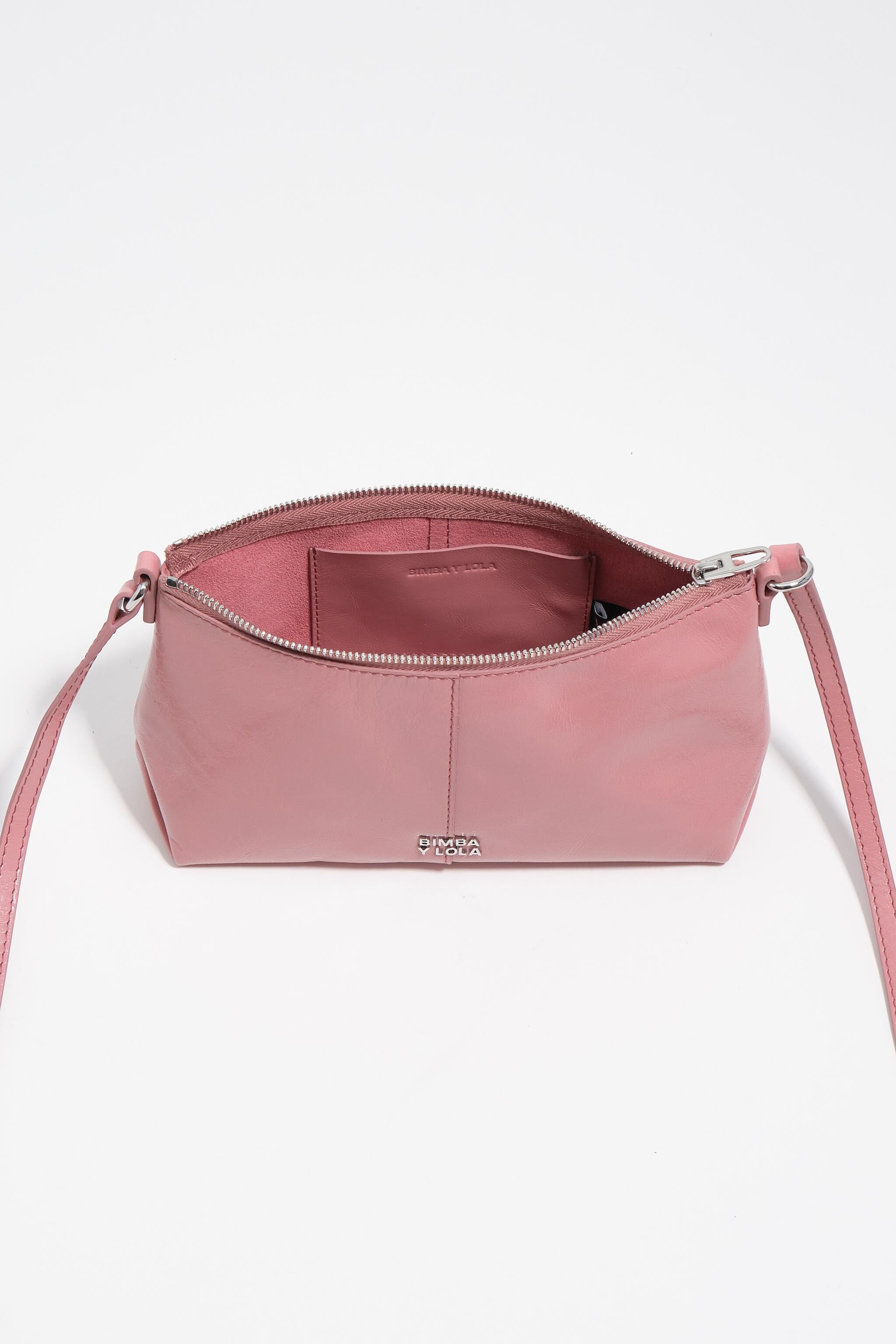 Bolsa mini de couro rosa