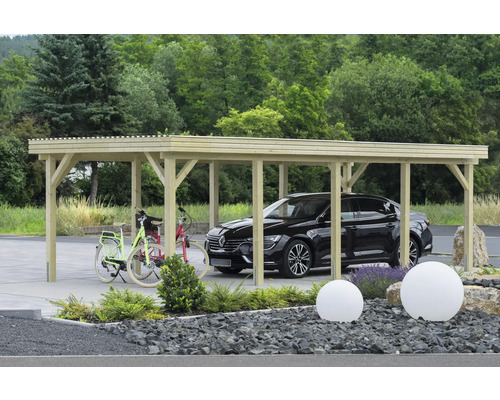 Enkele carport, grenen, maat 2, 340 x 760 cm, drukgeïmpregneerd