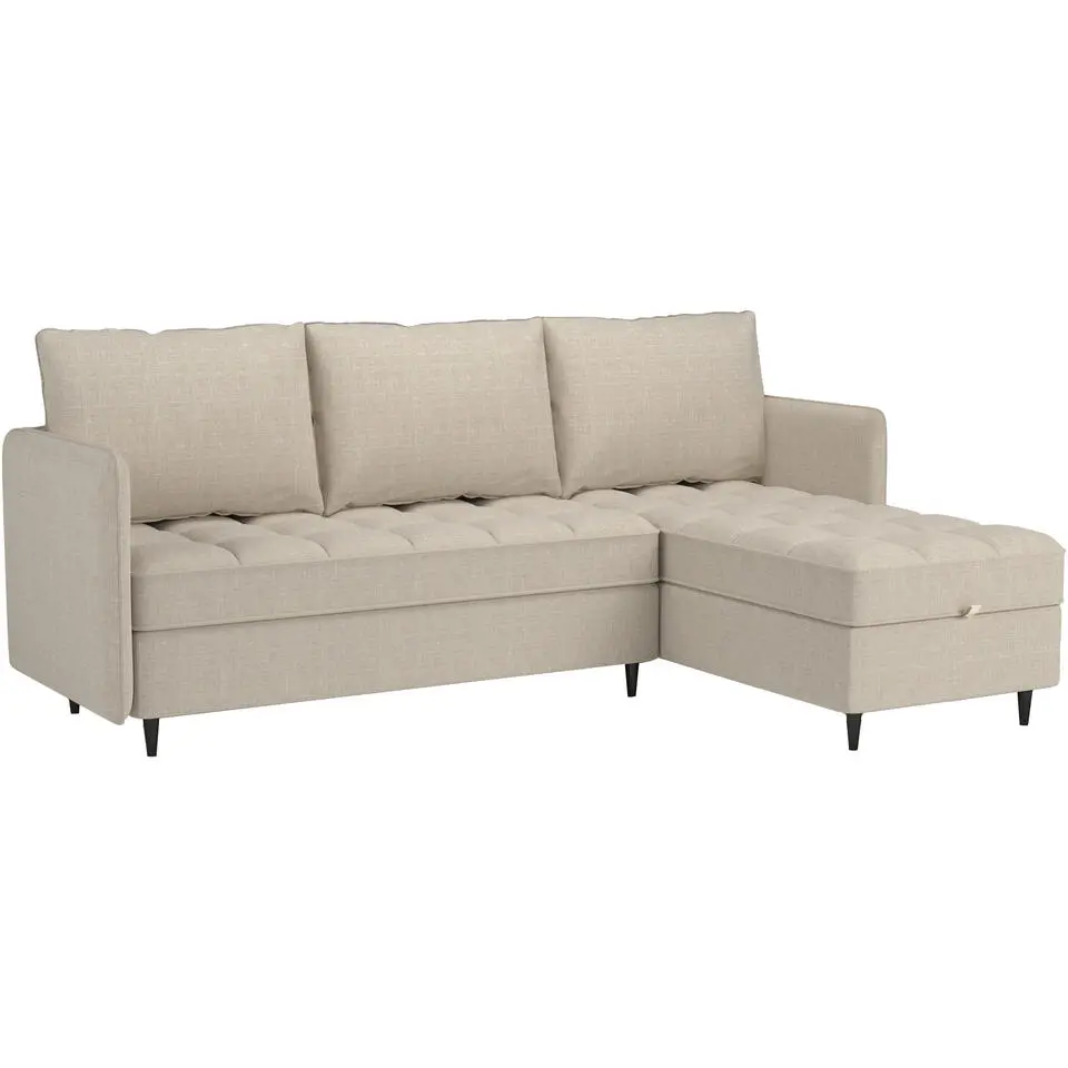 Lindhus - Bank met chaise longue omkeerbaar in stof crème