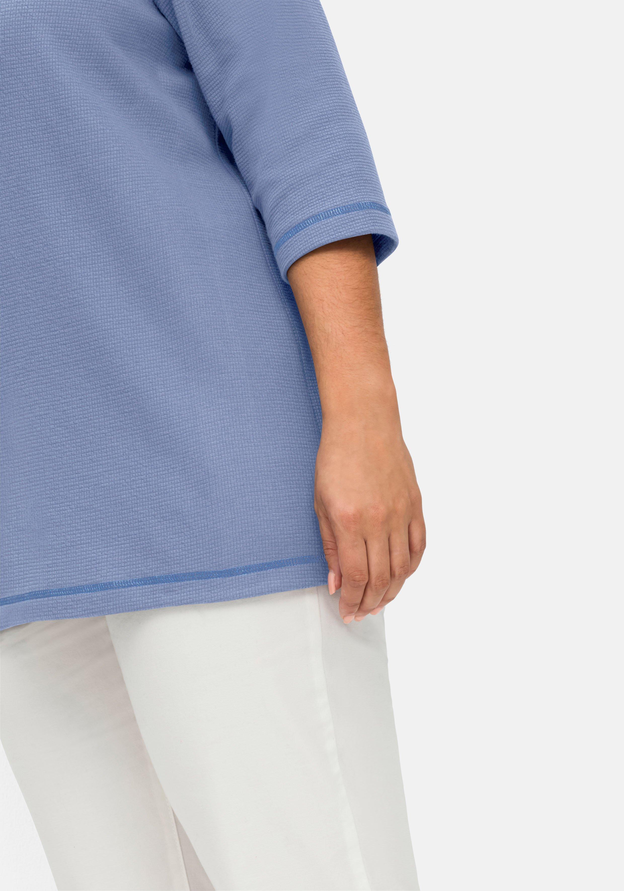 Jerseyshirt aus Waffelpiqué, mit V-Cut und 3/4-Arm
