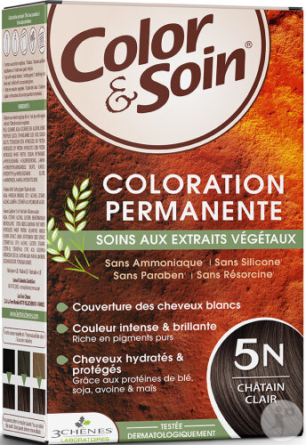 Color & Soin Coloration Permanente Aux Extraits Végétaux 5N Châtain Clair 1 Kit