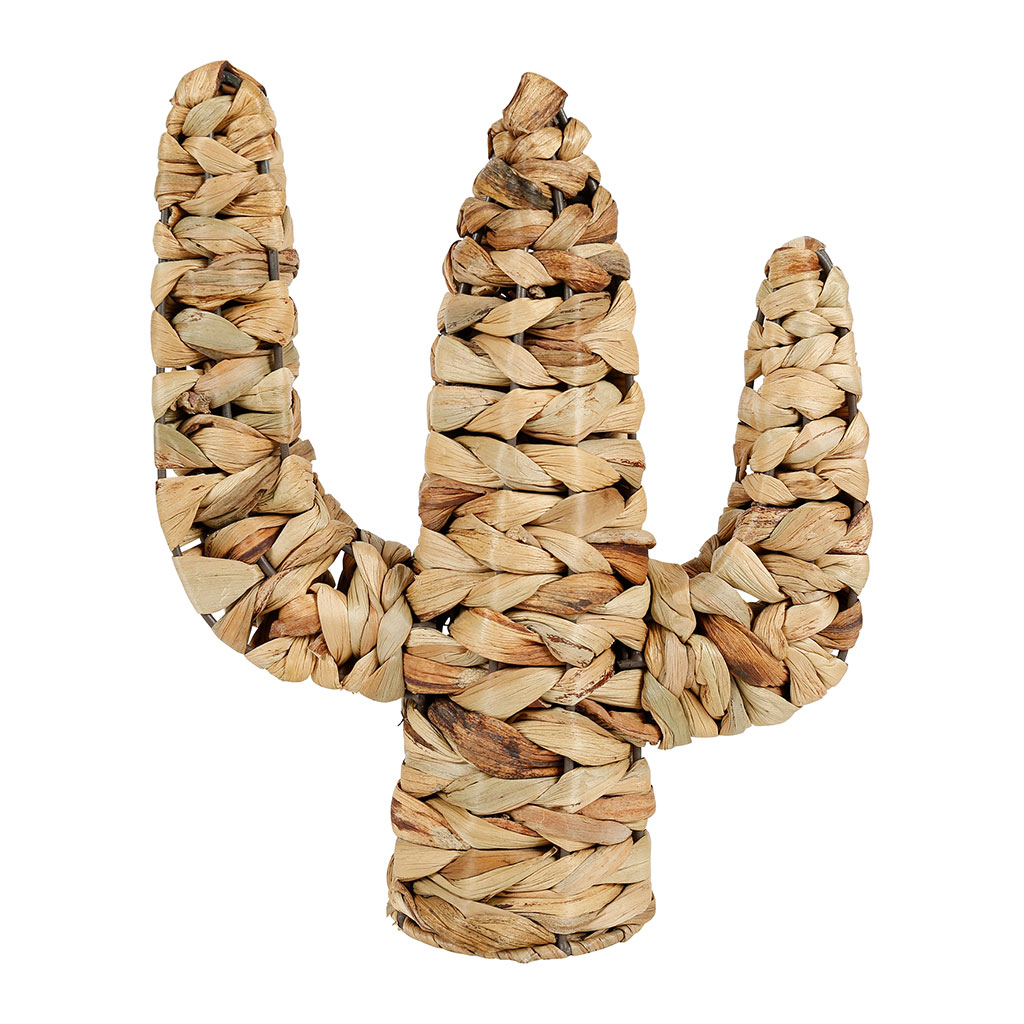 Cactus déco à poser rotin naturel H 28cm