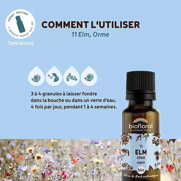 Biofloral 11 Grânulos de Olmo Orgânicos, Florais de Bach, 19,5g
