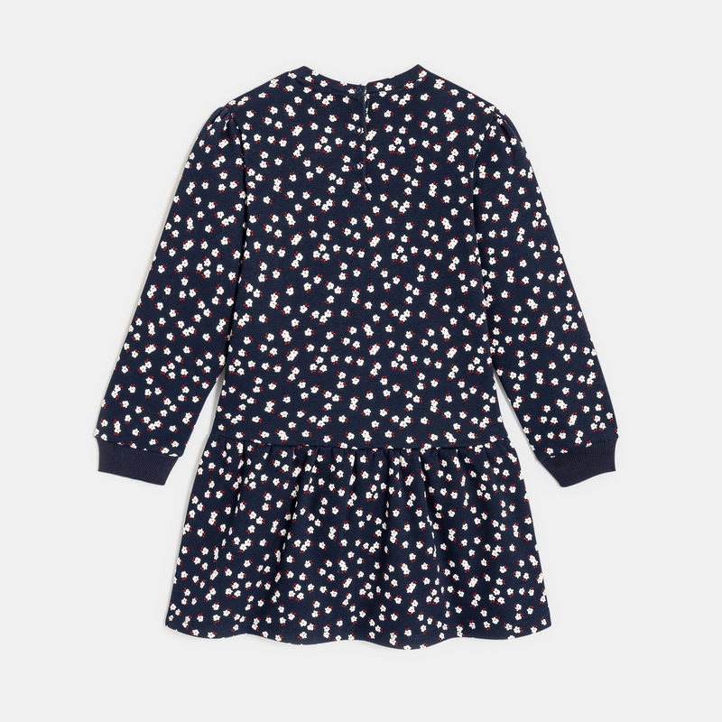 Robe imprimée en molleton bleue fille