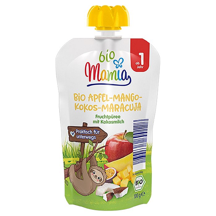MAMIA BIO Bio-Quetschbeutel 100 g, Apfel-Mango-Kokos-Maracuja