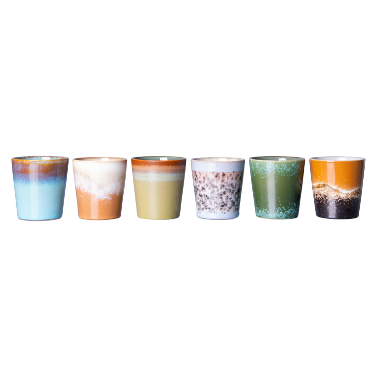 HKliving 70's Ceramic koffiemok set van 6 grounding