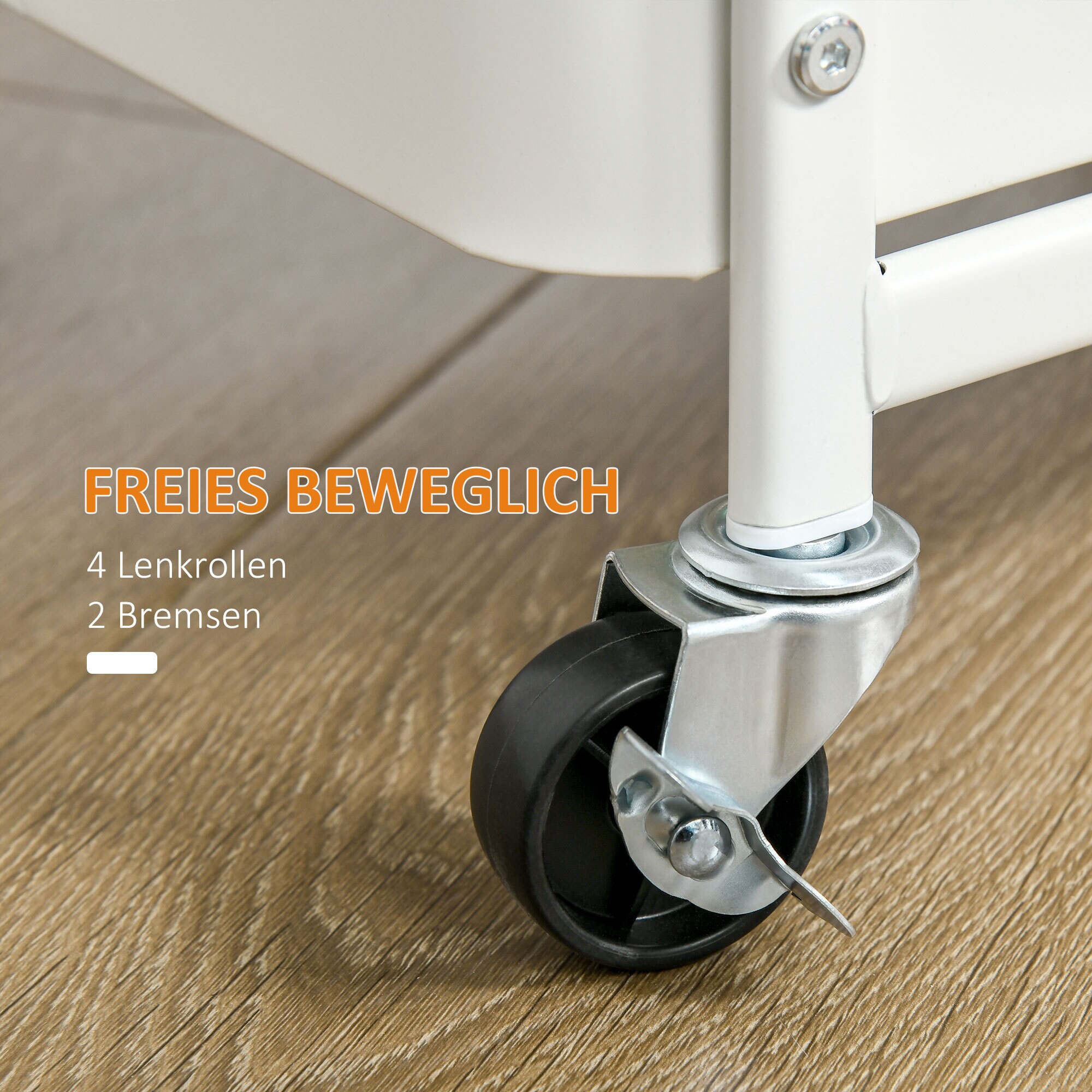 HOMCOM Küchenwagen mit 4 Universalräder weiß 51,5L x 32B x 75,6H cm