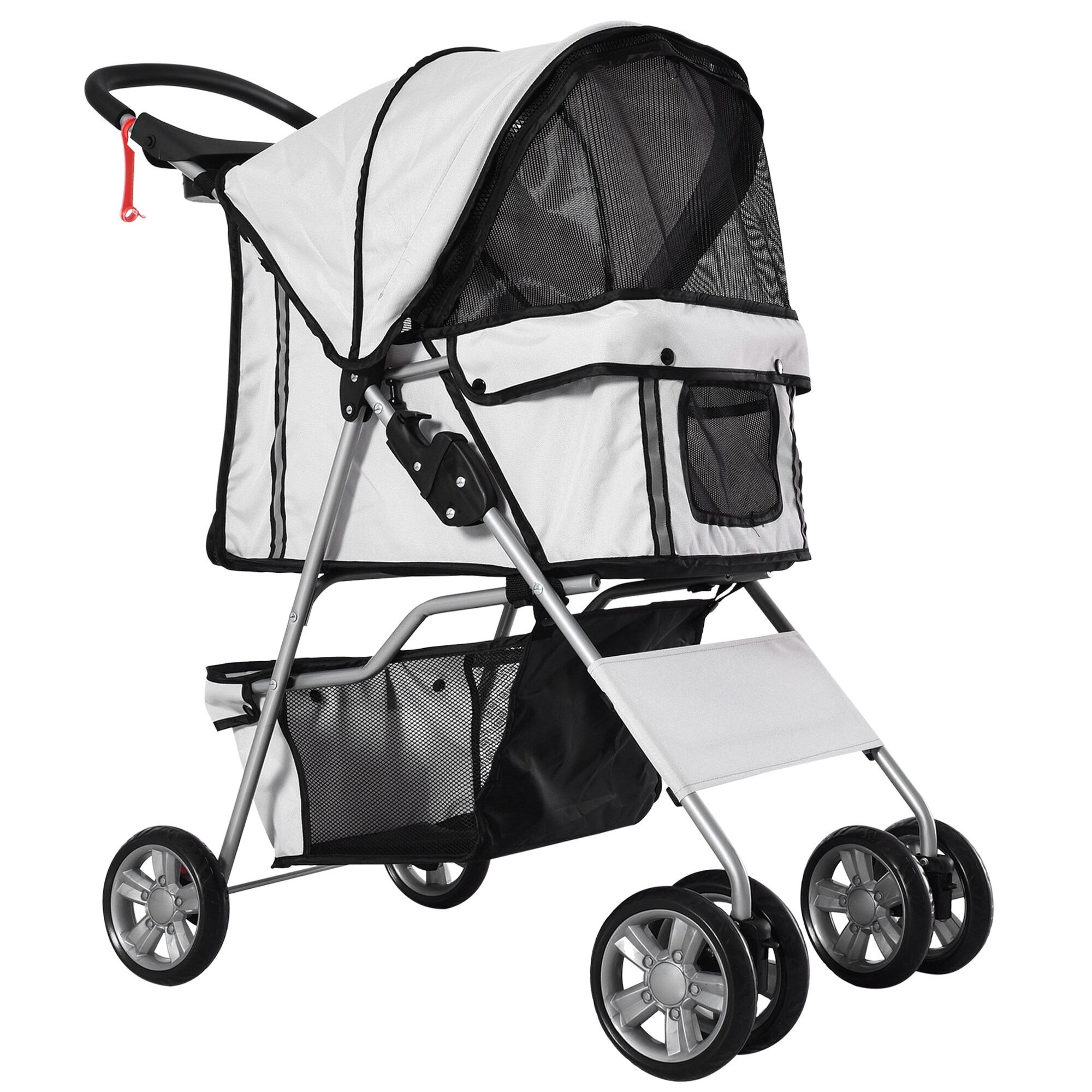 PawHut Hundewagen mit Gitternetz grau, schwarz 75 x 45 x 97 cm (LxBxH)