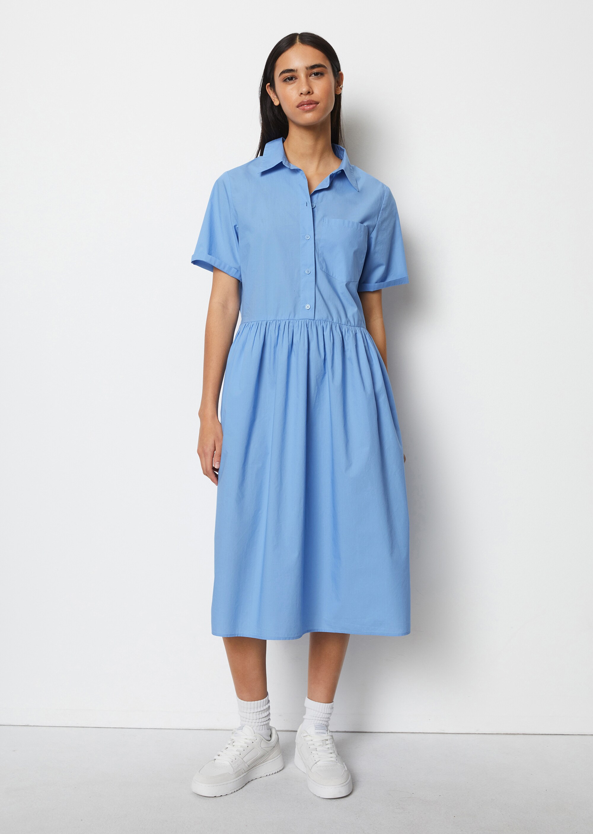 Hemdblusenkleid regularaus soft gewebter Baumwolle