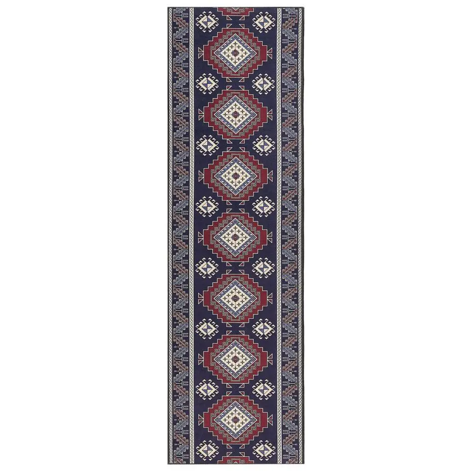 KANGAL - Loper tapijt - Blauw/Rood - 60 x 200 cm - Polyester