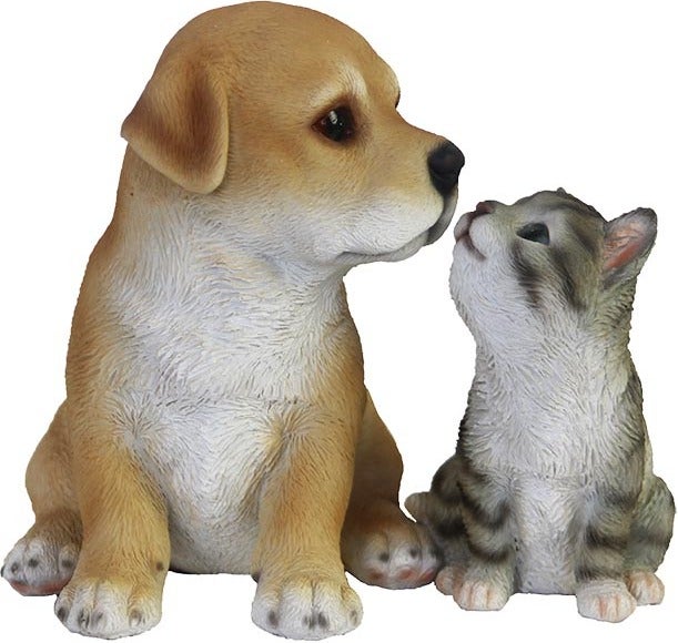 Esschert Design tuinbeeld hond en kat bruin 14 x 16 x 13 cm