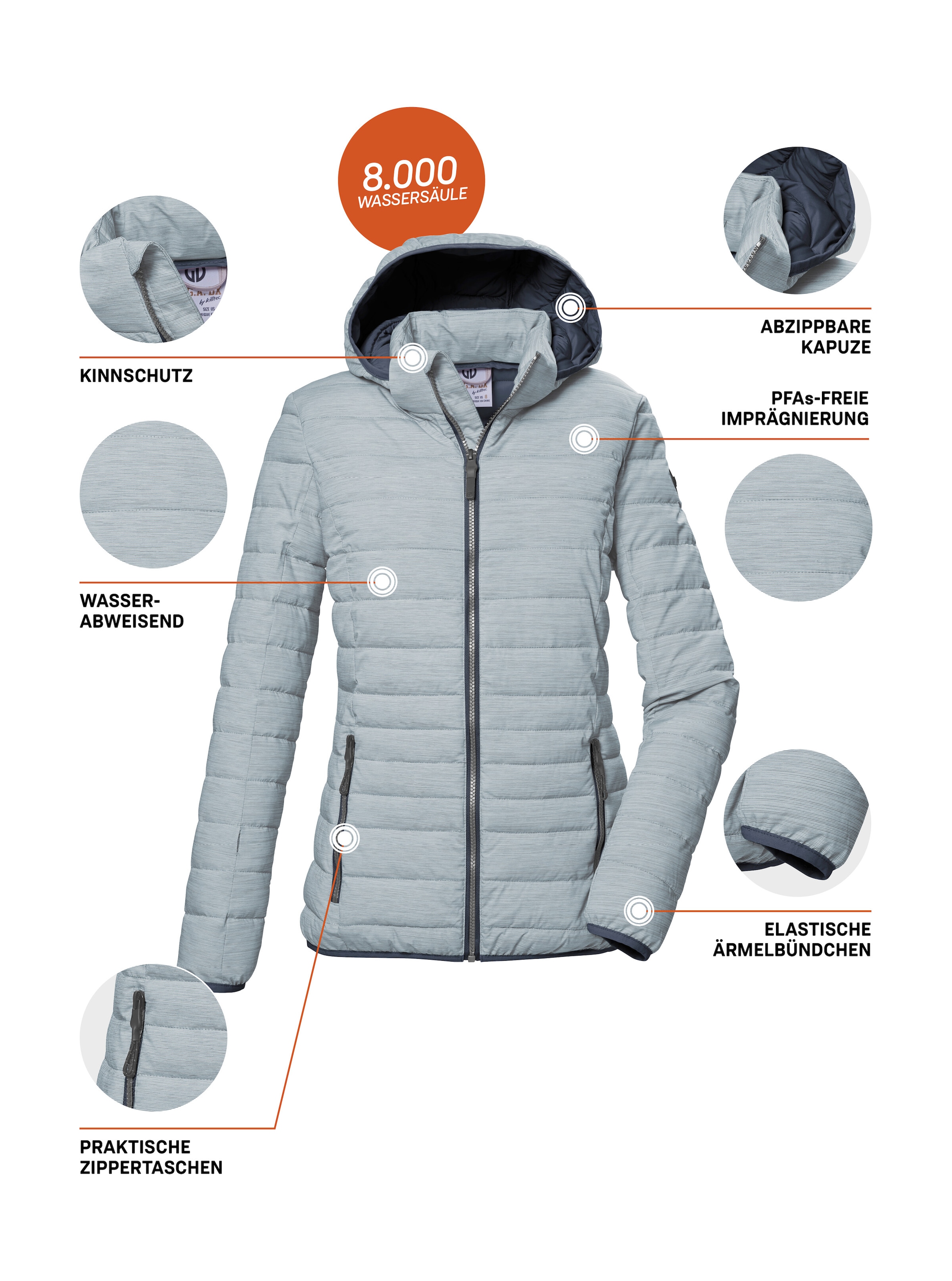 G.I.G.A. DX by killtec Steppjacke »GS 63 WMN QLTD JCKT_Uyaka« Steppjacke: wasser- und windabweisend, atmungsaktiv, abzippbare Kapuze