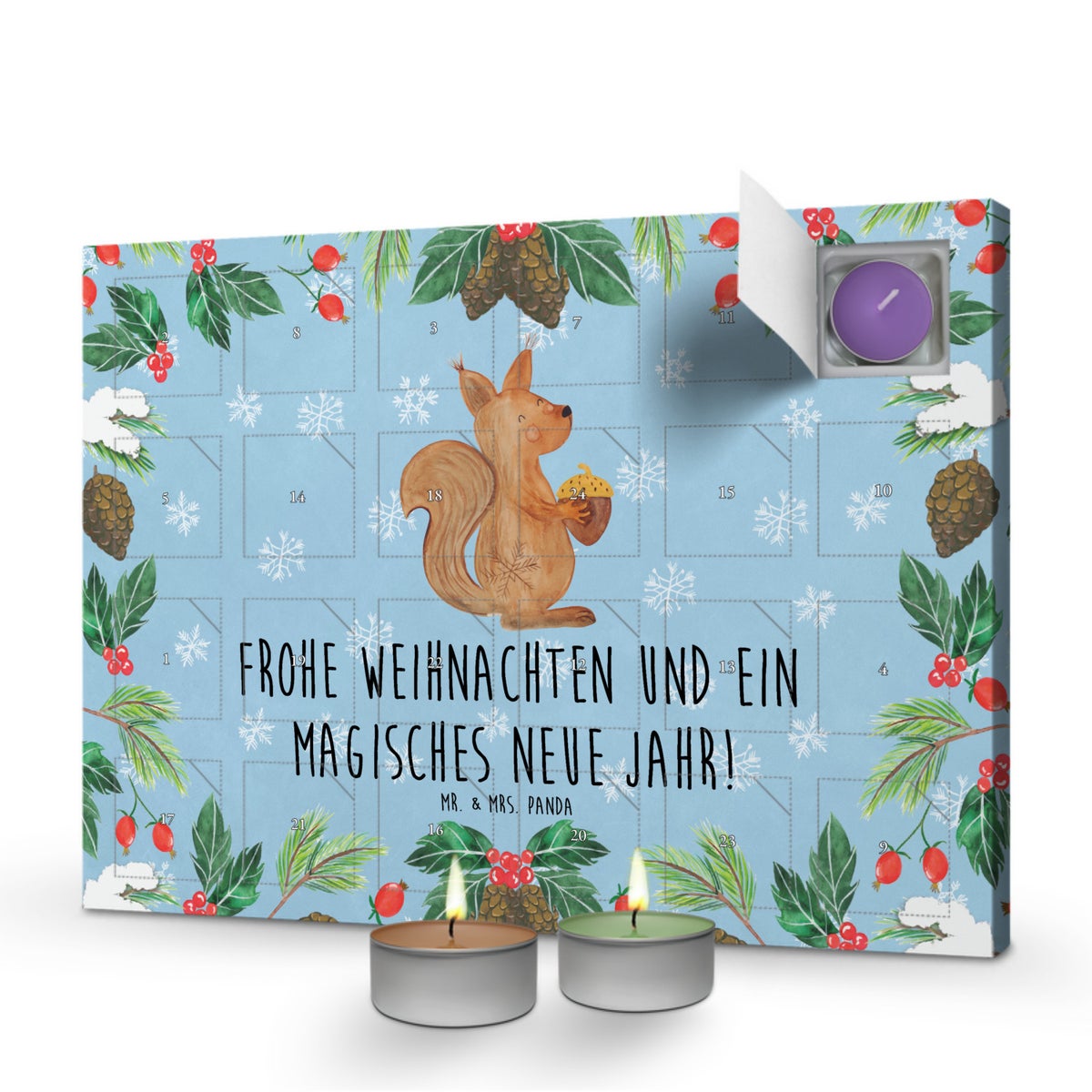 Mr. & Mrs. Panda Geurkaars Adventskalender Eekhoorn Kerstmis - Pastelblauw