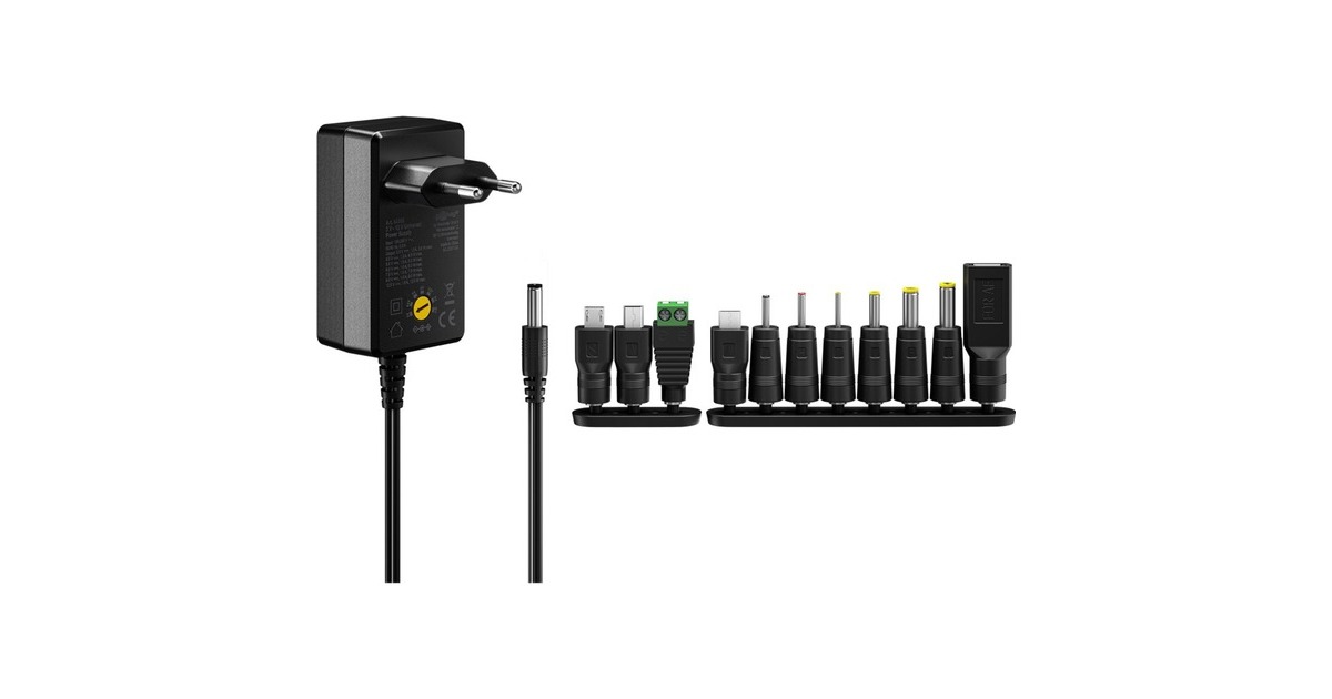 goobayUniversele voeding 3 V - 12 V, Max. 12 W voedingseenheid  (Zwart)