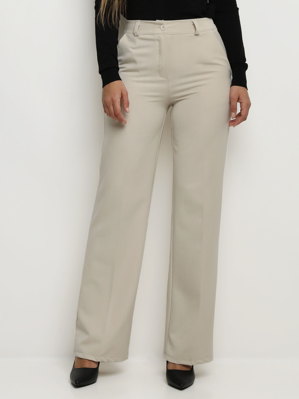 Pantalon tailleur wide leg- Beige clair