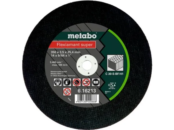 Metabo 616213000, Skæreskive, Fladcenter, Sten, Alle mærker, 35 cm, 5460 rpm