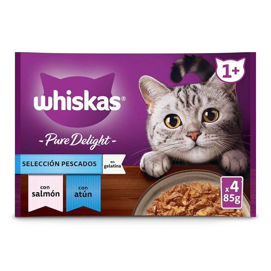 sachês de 85g de Whiskas Pure Delight Selection Fish Jelly para gatos