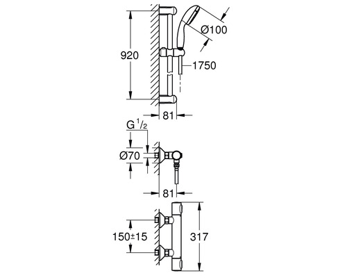 GROHE Douchemengkraan met thermostaat PRECISION FLOW chroom 34805000