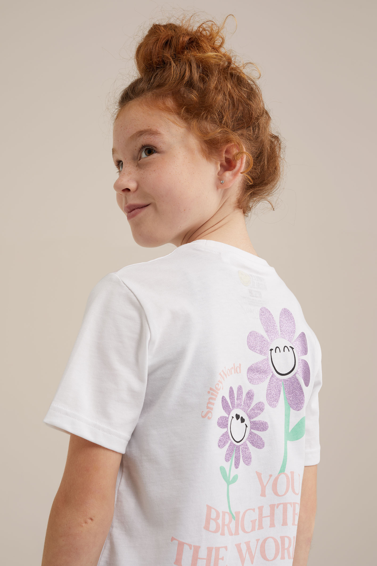 Meisjes SmileyWorld® T-shirt met opdruk WE Fashion Wit