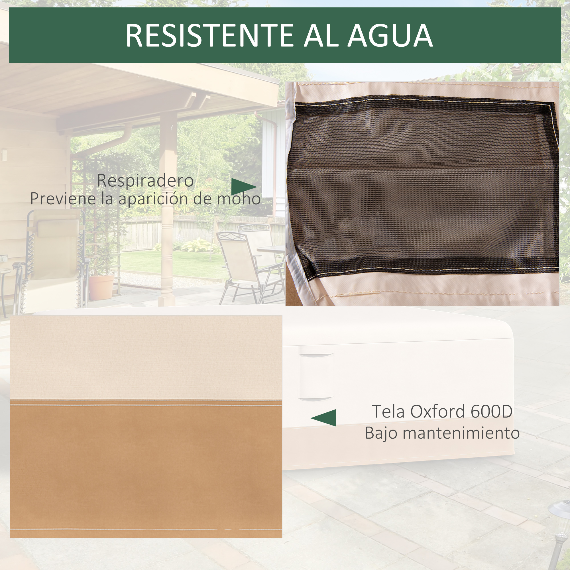 Capa protetora bege Outsunny para móveis de jardim com tecido Oxford.