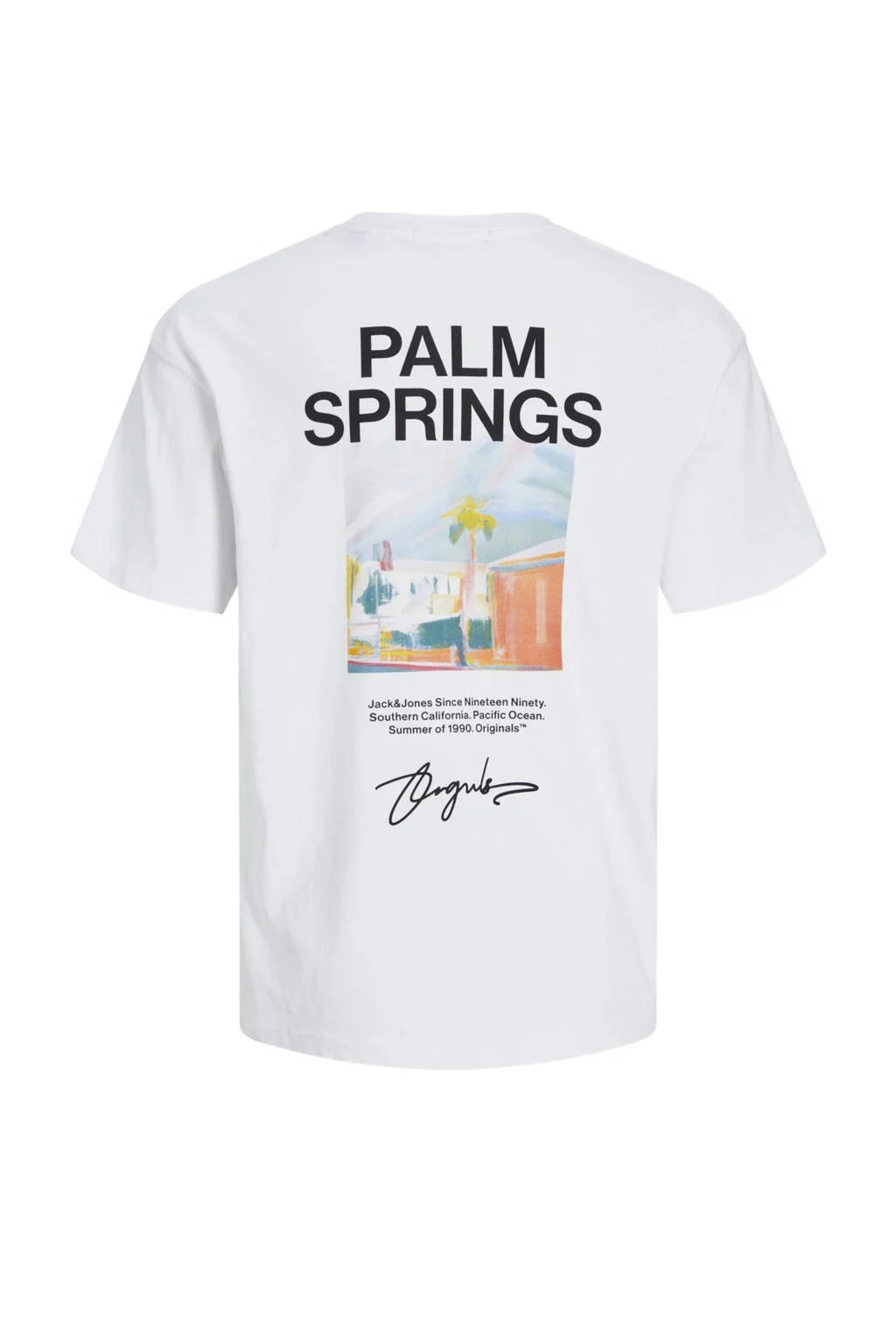 JACK & JONES T-shirt JORARUBA LANDSCAPE met backprint wit