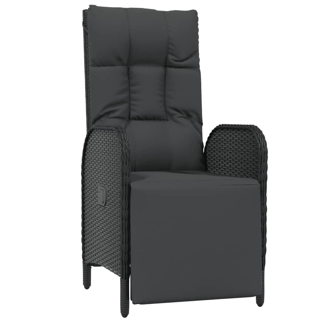 Mobilier à dîner de jardin et coussins 5 pièces noir résine tressée
