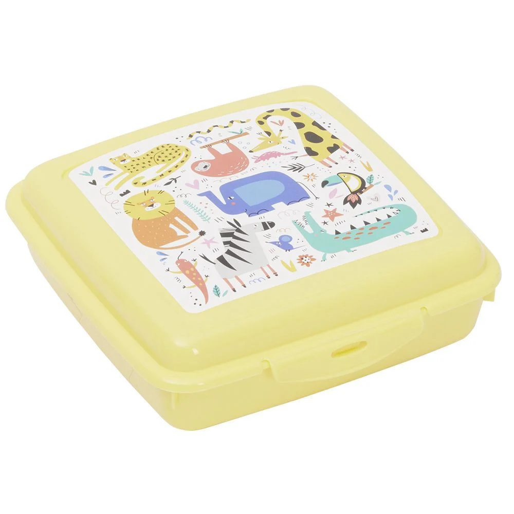 Boîte à goûter carrée plastique jaune 15x14,5xH5cm