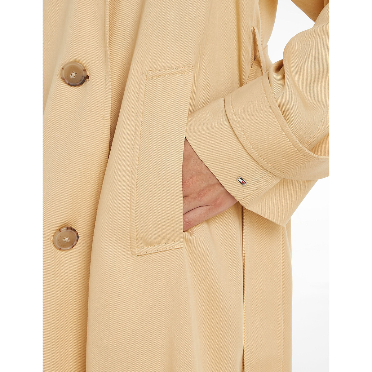 TOMMY HILFIGER<br>Trench coat longo e fluido com mangas compridas