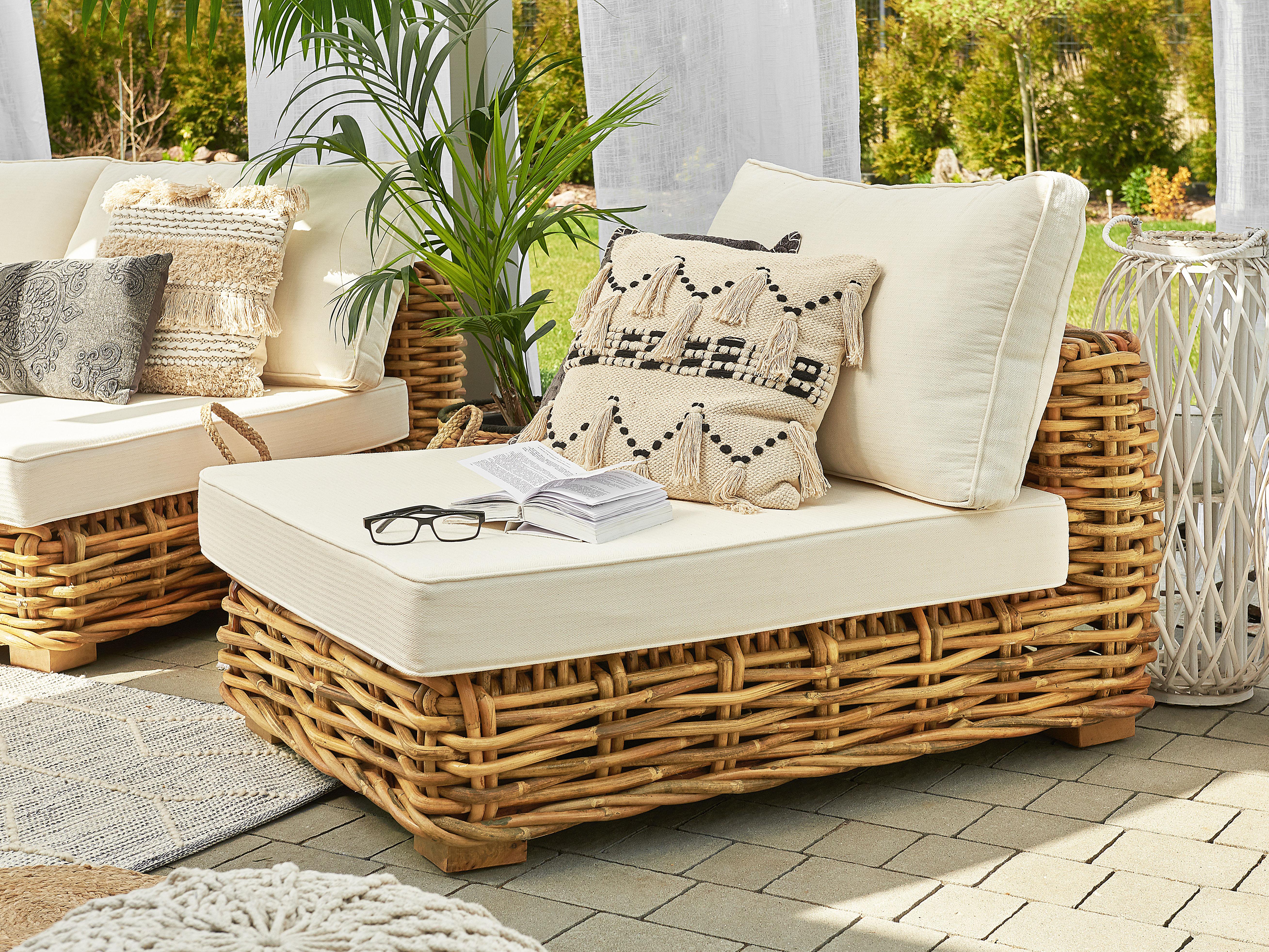 Loungeset met tafel 4-zits VARALLO linkszijdig modulair Rotan Natuurlijk