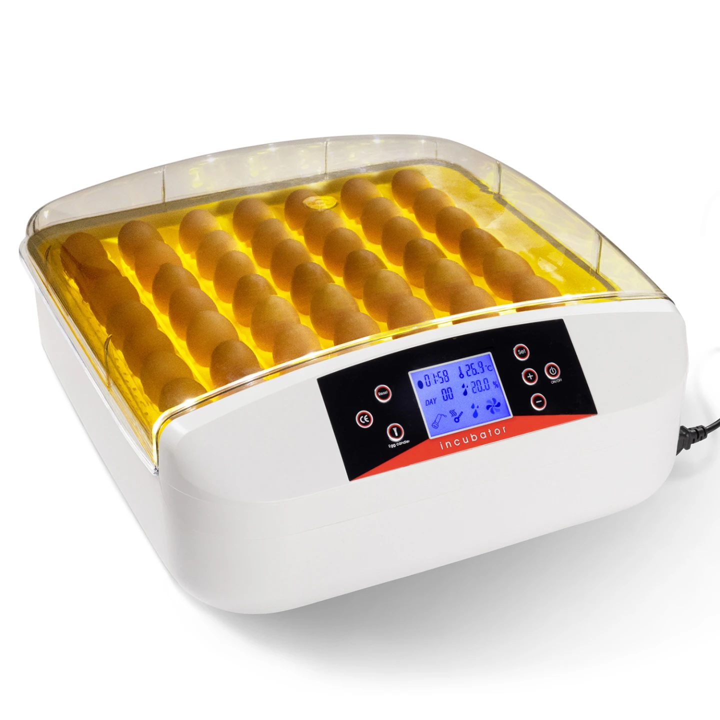 Couveuse PRO automatique 56 oeufs éclairés incubateur autonome avec LED mire oeufs