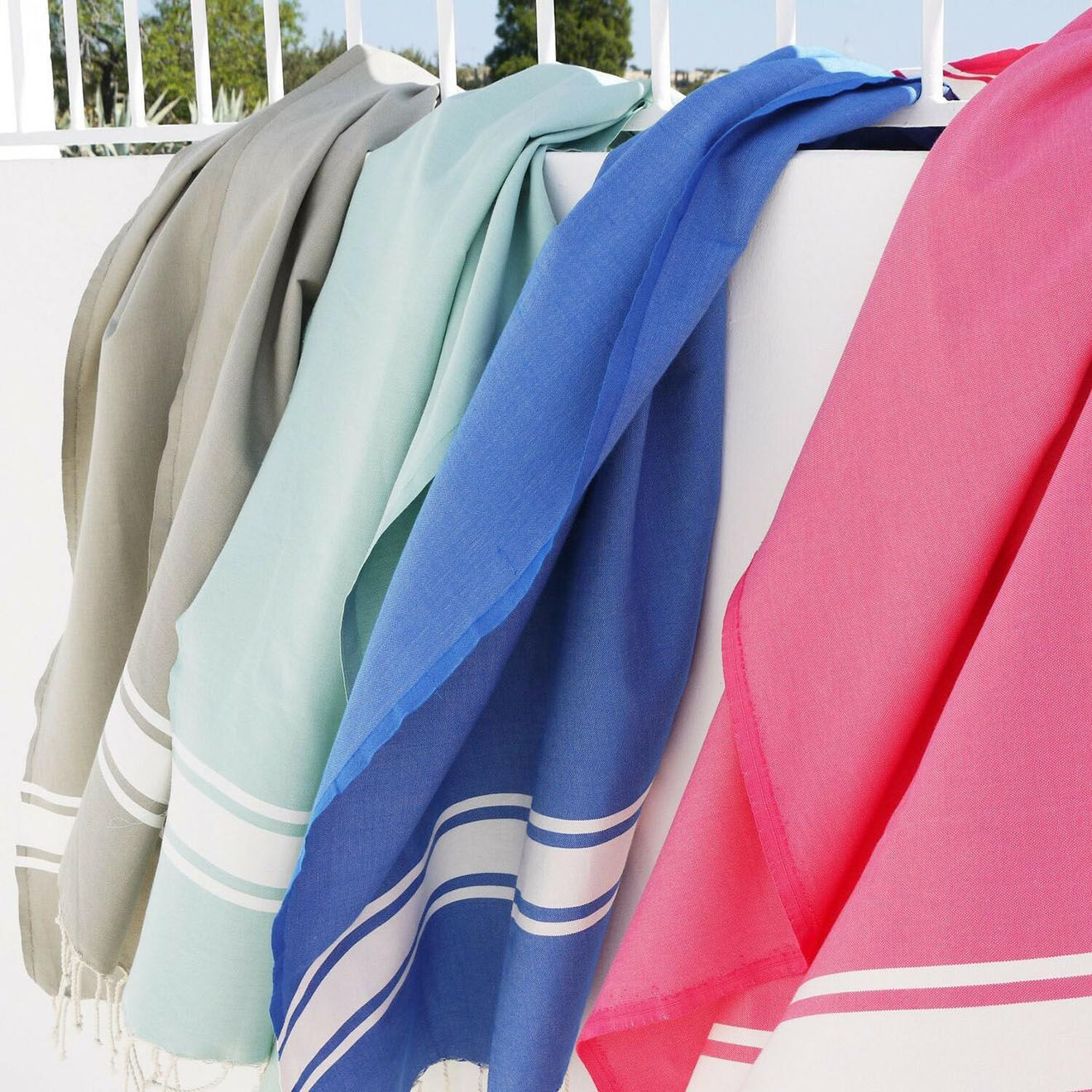 Febronie Fouta Traditionelle St Tropez rose fuschia/blanc - 100x200 cm