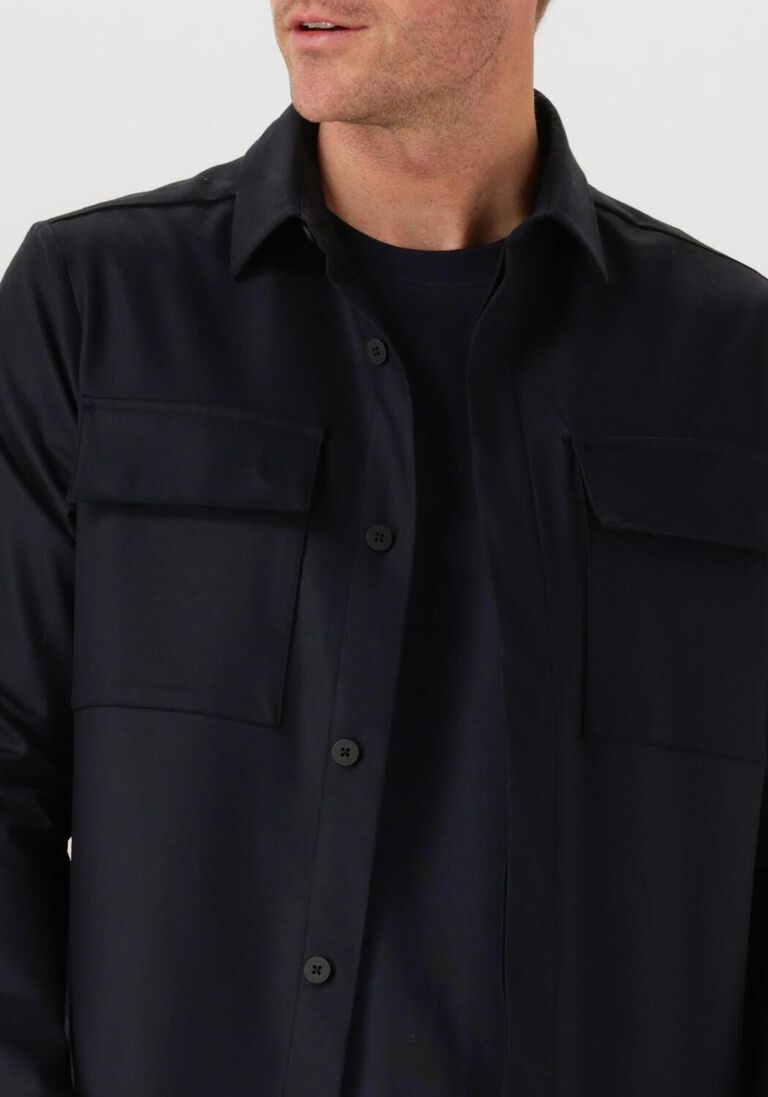 donkerblauwe wahts overshirt ewen stretch wool