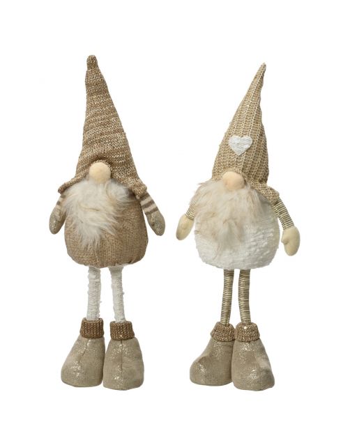 Decoris Gnoom Staand - Kerstversiering - 50 cm Beige Assorti Xl
