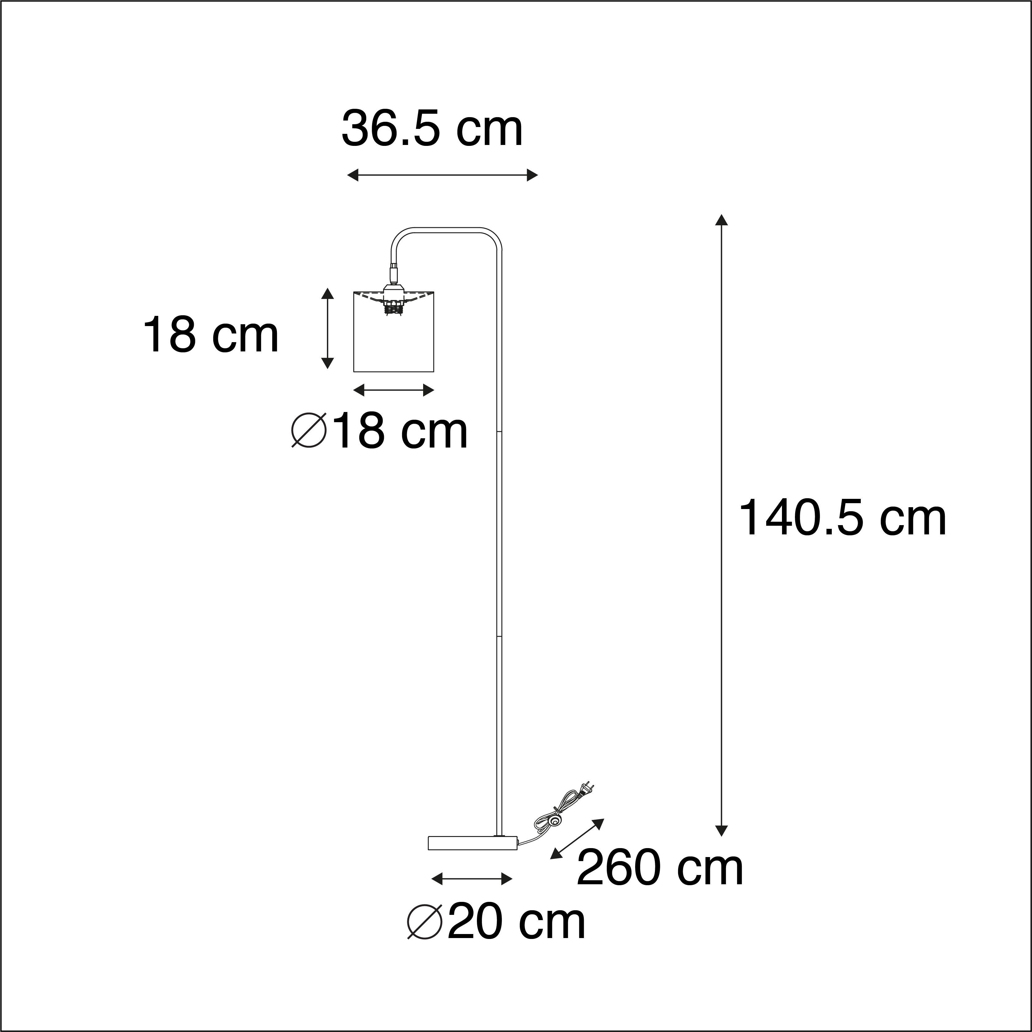 Moderne vloerlamp wit met goud - Lofty