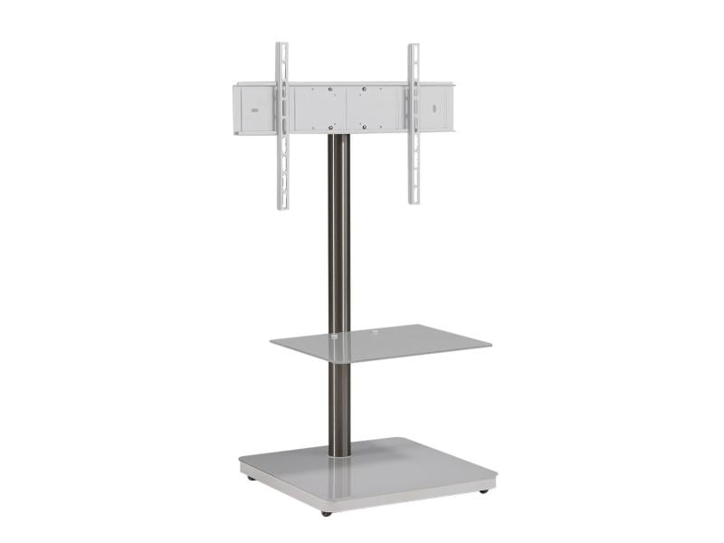 PureMounts Standfuss PM-204 TV Silber TV-Standfuss mit eckiger Bodenplatte, für TVs bis 65
