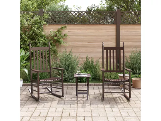 Chaises à bascule lot de 2 table pliable marron massif peuplier