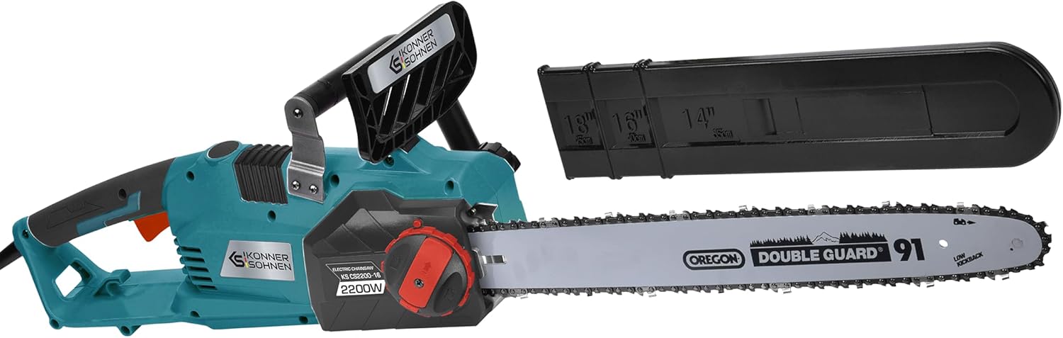 Elektro-Kettensäge KS CS2200-16, Leistung 2200 W, Kettenlänge 16 (40 cm), Kettengeschwindigkeit 14 m/s, Kettenspannung ohne Werkzeug