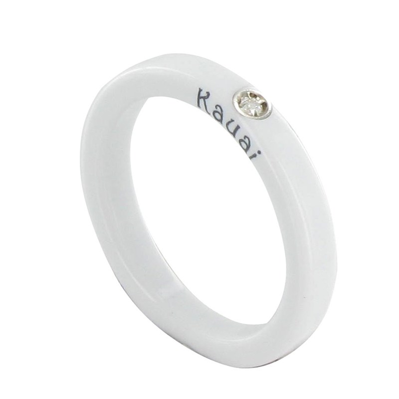 Bague Diamant Blanc Résine Blanche et Argent