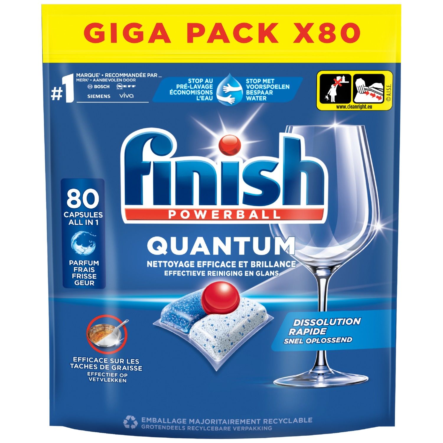 Finish Vaatwastabletten Quantum All-In-1 Regular (80 tabletten)