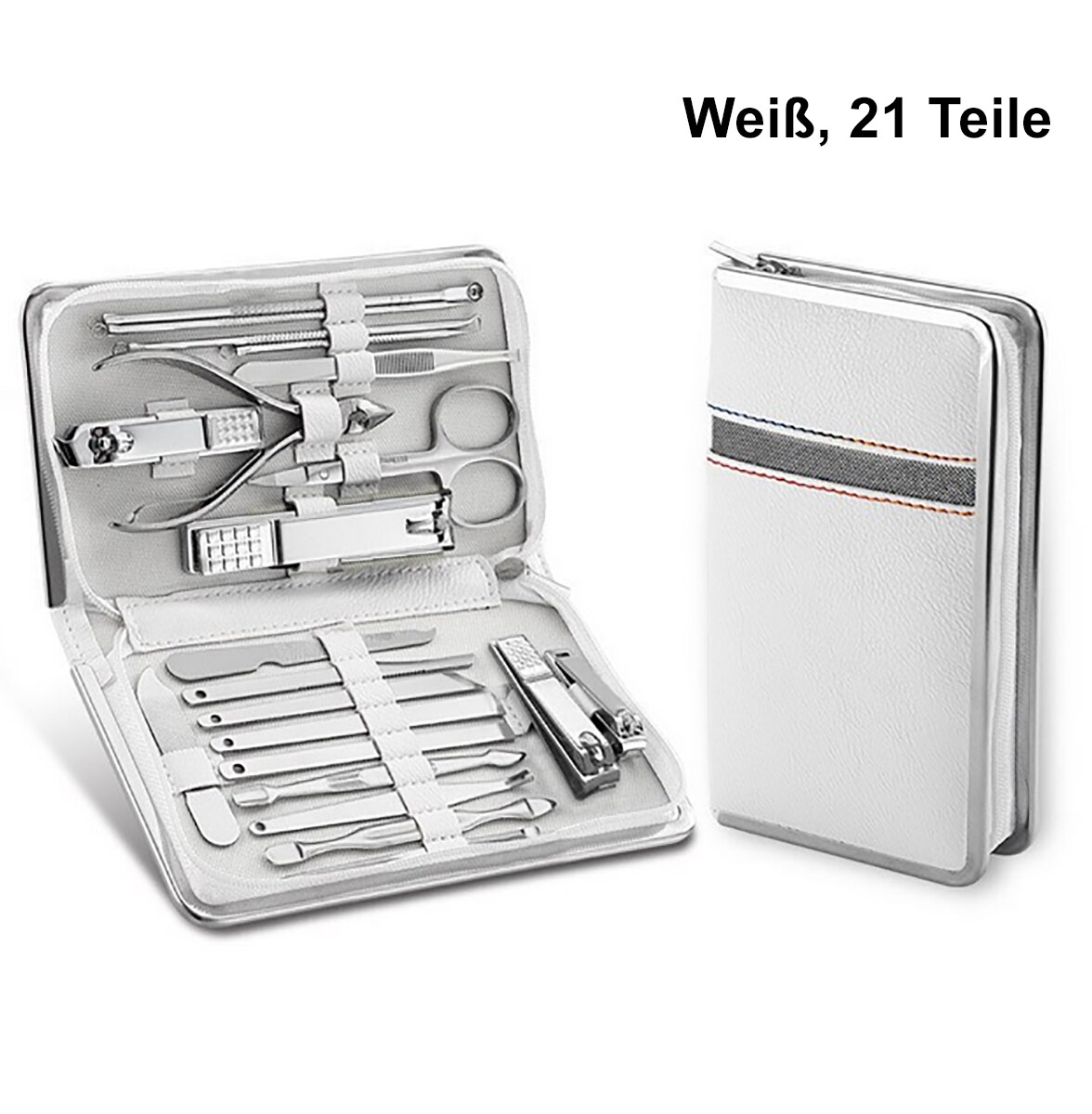 TPFBeauty Maniküre- & Pediküre-Set 21-teilig aus Kunstleder - Schwarz