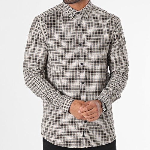 Chemise Manches Longues A Carreaux Tevin 22023025 Beige