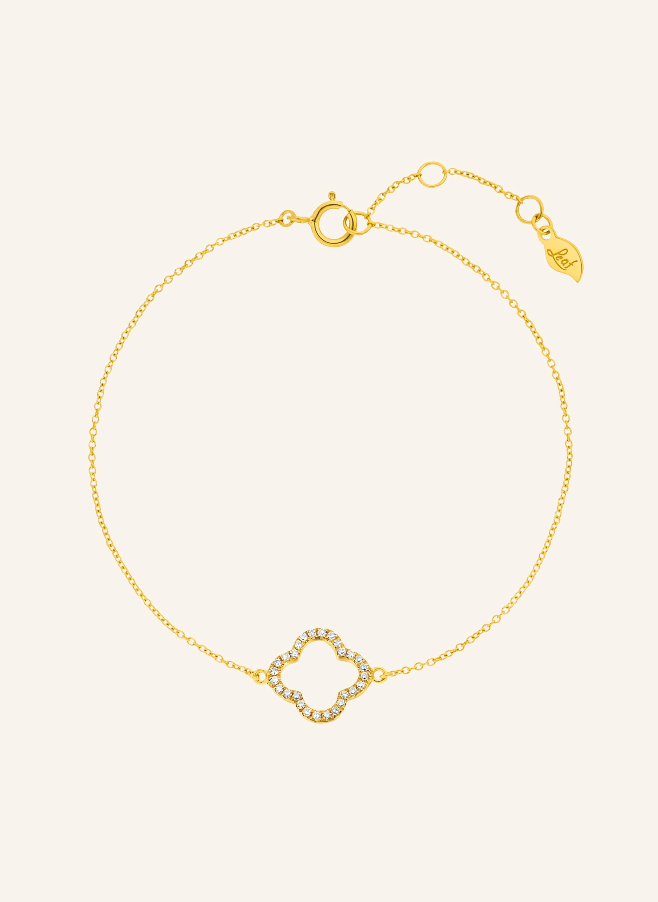 Leaf Armband CLOVER aus 18 Karat Gelbgold mit Diamanten