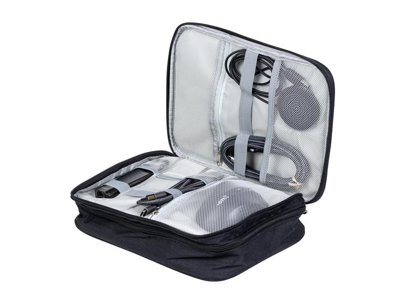 onit Reisetasche Tech-Zubehör Maxi, Schwarz Zubehörtasche für Powerbank, Ladegerät, USB-Stick, Kabel und mehr