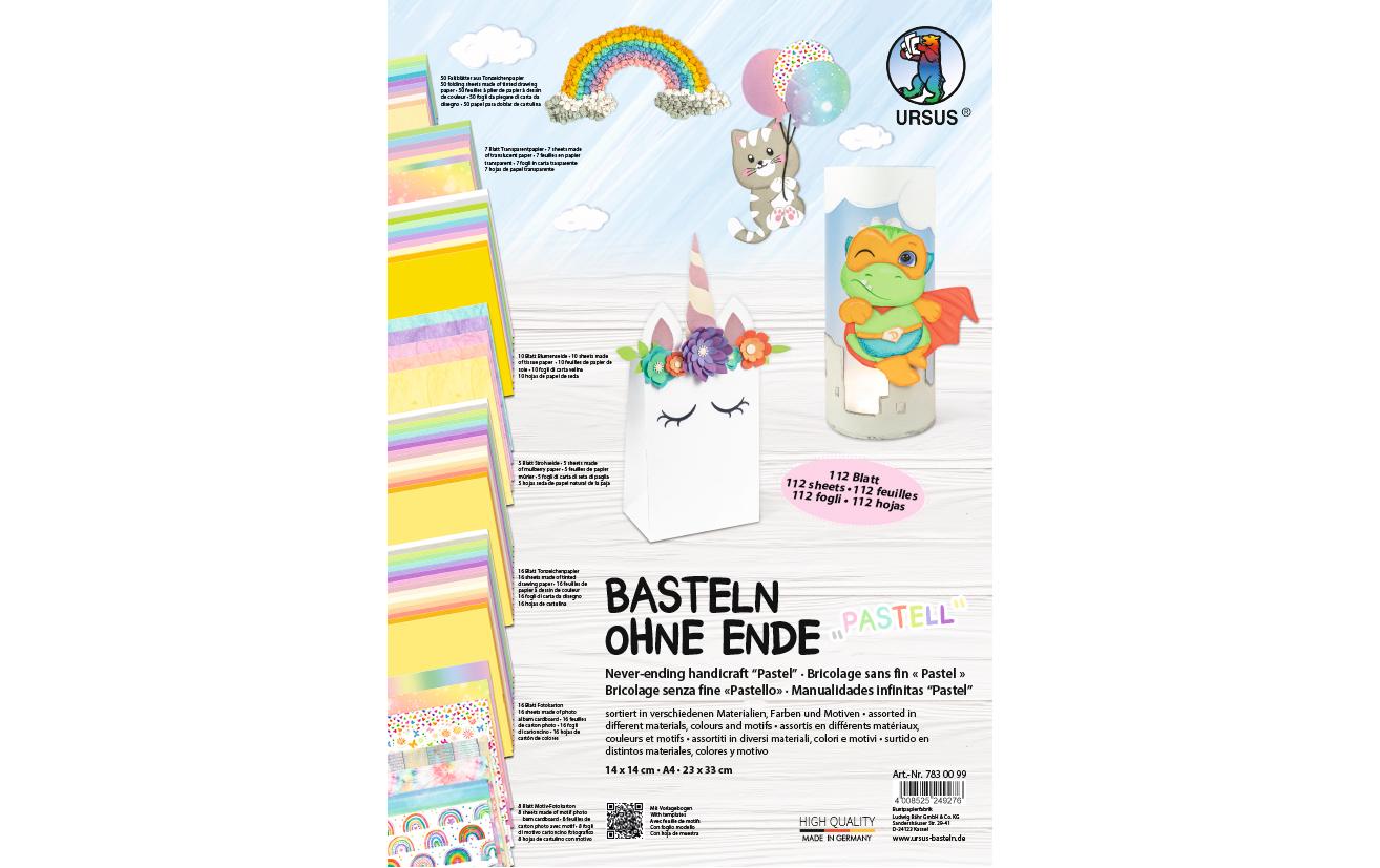Bastelpapier «Basteln ohne Ende» 112 Blatt sortiertVerschiedene Papiere zum Basteln